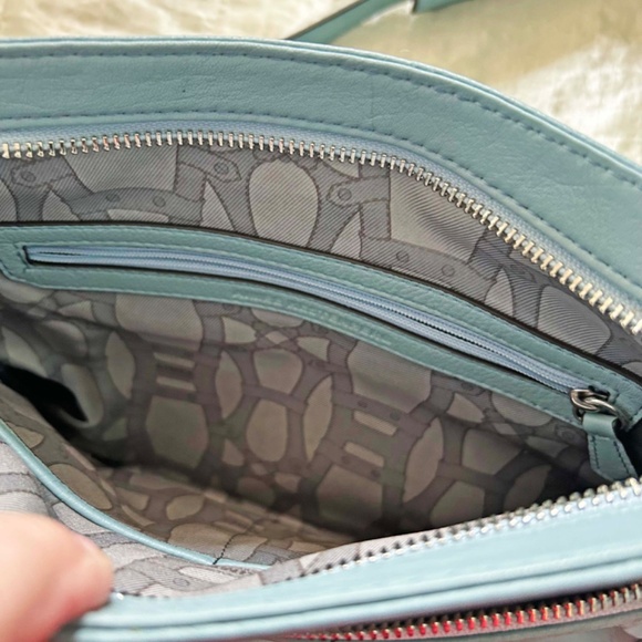 CROSSBODY, AIMEE KESTENBERG SARATOGA LEATHER, SKY BLUE, TOP ZIPPER, SHOULDER - Picture 10 of 14